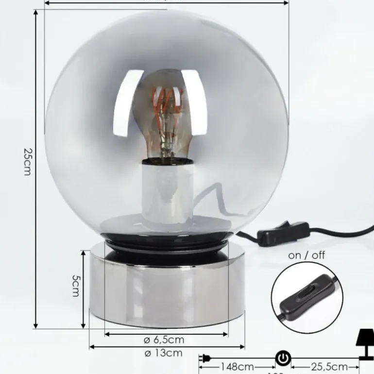 Lampe de table Vilmar Chrome, 1 lumière