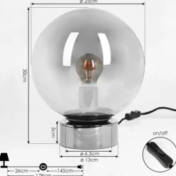 Lampe de table Vilmar Chrome, 1 lumière