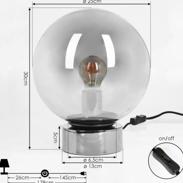 Lampe de table Vilmar Chrome, 1 lumière