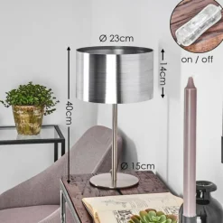 Lampe de table Volos Nickel mat, 1 lumière