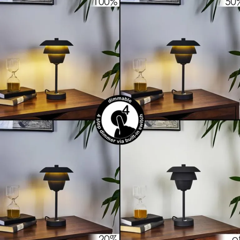 Lampe de table Wacissa Noir, 1 lumière, Changeur de couleurs