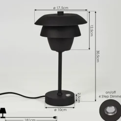 Lampe de table Wacissa Noir, 1 lumière, Changeur de couleurs