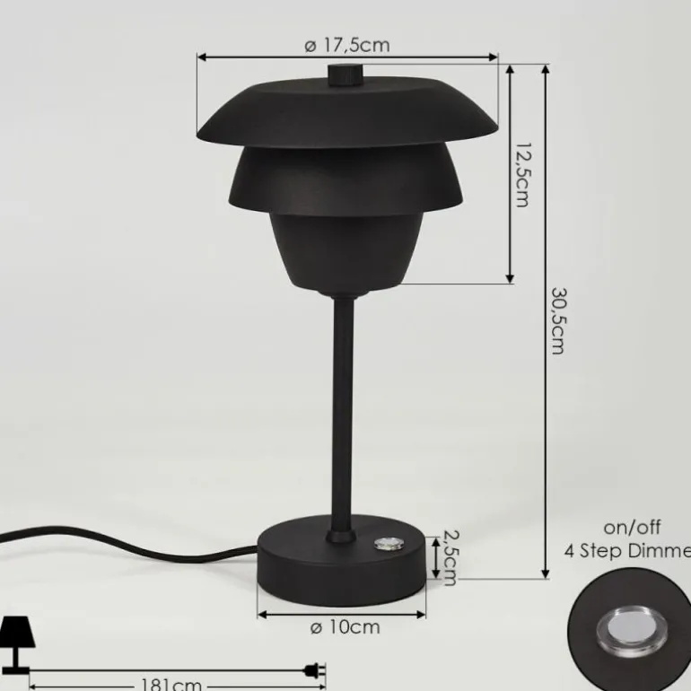 Lampe de table Wacissa Noir, 1 lumière, Changeur de couleurs