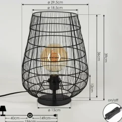 Lampe de table Yachats Noir, 1 lumière