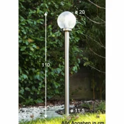 Lampe d'extérieur Globo BOWLE II Acier inoxydable, Transparent, 1 lumière