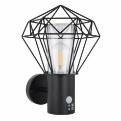Lampe d'extérieur Globo HORACE Noir, 1 lumière, Détecteur de mouvement