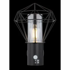 Lampe d'extérieur Globo HORACE Noir, 1 lumière, Détecteur de mouvement