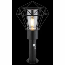 Lampe d'extérieur Globo HORACE Noir, 1 lumière, Détecteur de mouvement
