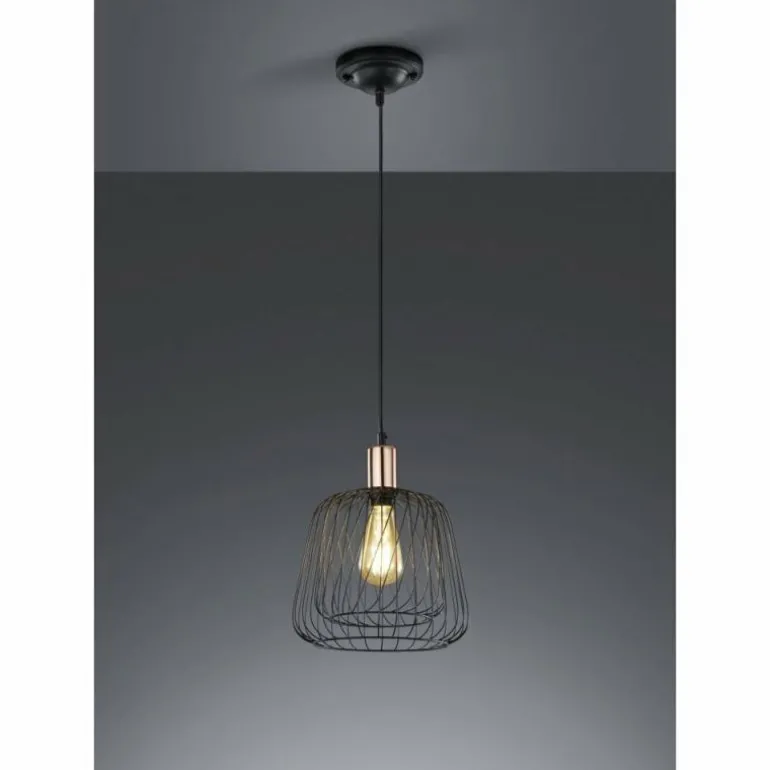 Lampe pendante Trio Sanna Cuivre, Noir, 1 lumière