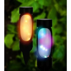 Lampe solaire Globo FRITT LED Noir, 1 lumière, Changeur de couleurs