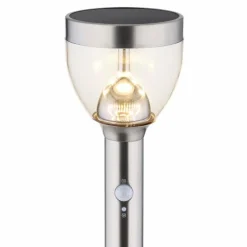 Lampe solaire Globo LED Acier inoxydable, 20 lumières, Détecteur de mouvement