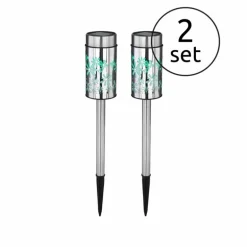 lampe solaire Globo LED Acier inoxydable, 2 lumières, Changeur de couleurs