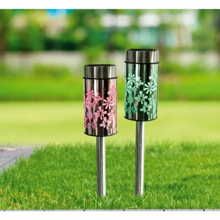 lampe solaire Globo LED Acier inoxydable, 2 lumières, Changeur de couleurs