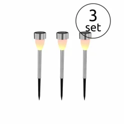 lampe solaire Globo LED Acier inoxydable, 3 lumières