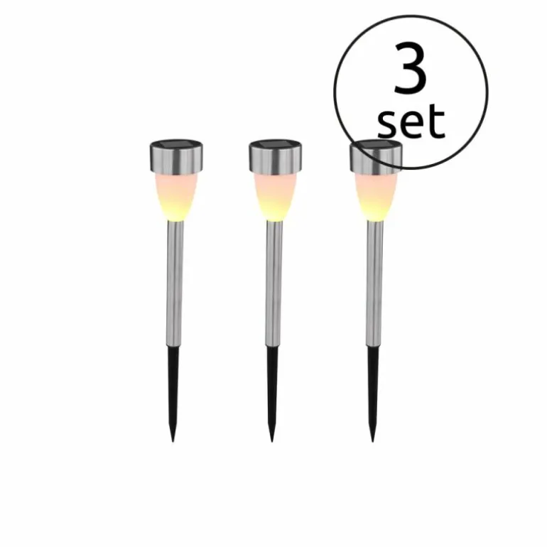 lampe solaire Globo LED Acier inoxydable, 3 lumières