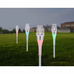 lampe solaire Globo LED Acier inoxydable, 2 lumières, Changeur de couleurs