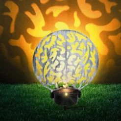 lampe solaire Globo LED Argenté, 2 lumières