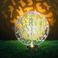 lampe solaire Globo LED Argenté, 2 lumières