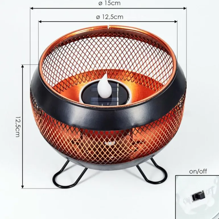 lampe solaire Harimal LED Cuivre, Noir, 1 lumière