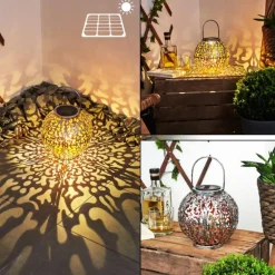 lampe solaire Moreland LED Cuivre, Noir, Argenté, 1 lumière