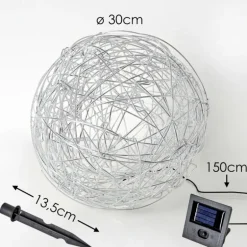 lampe solaire Rapallo LED Argenté, 30 lumières