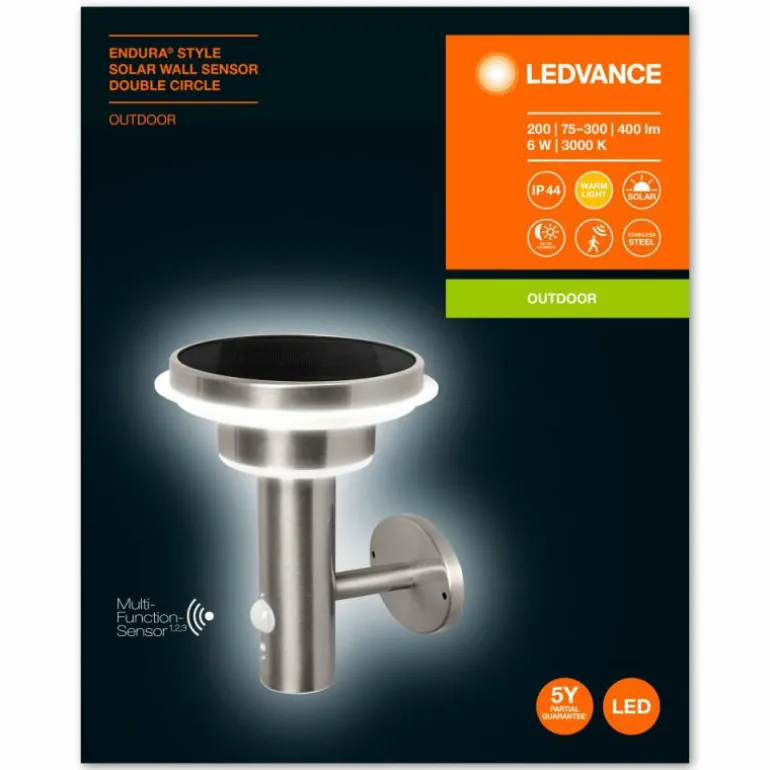 Lampe solaires LEDVANCE ENDURA® Acier inoxydable, 1 lumière, Détecteur de mouvement