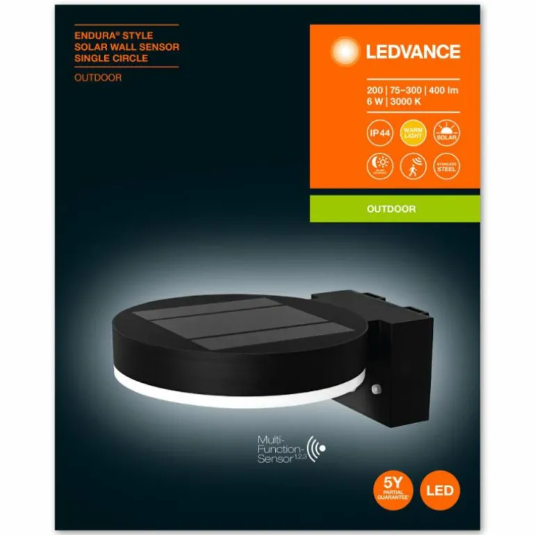 Lampe solaires LEDVANCE ENDURA® Noir, 1 lumière, Détecteur de mouvement