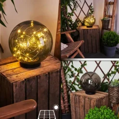 Lampe solaires Pollenca LED Noir, 40 lumières