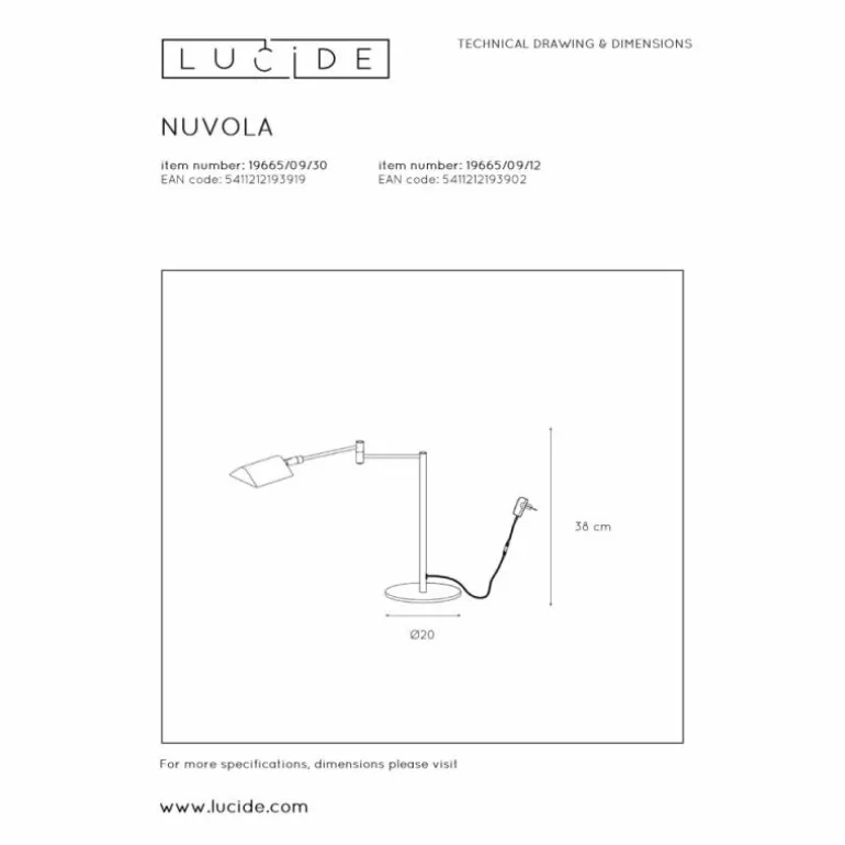 Lampes de table Lucide NUVOLA LED Noir, 1 lumière