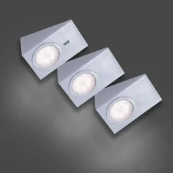 lampes pour bandeaux Leuchten Direkt THEO LED Acier inoxydable, 3 lumières