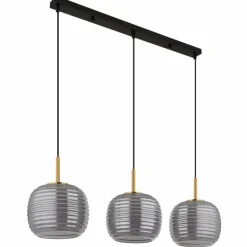 Lampigna Suspension Luminaires Globo Lighting Laiton, Noir, 3 lumières