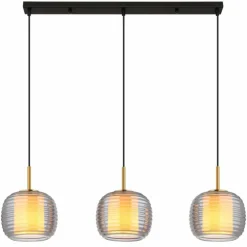 Lampigna Suspension Luminaires Globo Lighting Laiton, Noir, 3 lumières