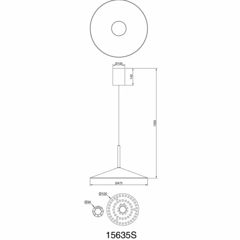 Lampone Suspension Luminaires Globo Lighting LED Noir, 1 lumière