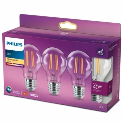 LED E27 3er Pack 40 Watt 2700 Kelvin 470 Lumen Philips