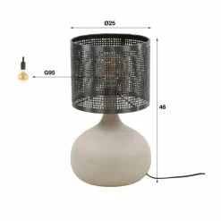 Lilleballe Lampe à poser Crème, Gris, 1 lumière