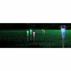Lot de 5 bornes d'éclairage Globo VENTA LED Clair, 1 lumière, Changeur de couleurs