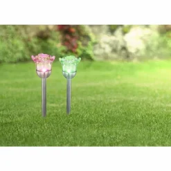 Lot de 2 lampes solaires Globo MIYUGO LED Acier inoxydable, 1 lumière, Changeur de couleurs