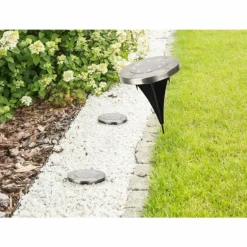 Lot de 4 lampes solaires Globo LED Acier inoxydable, 8 lumières