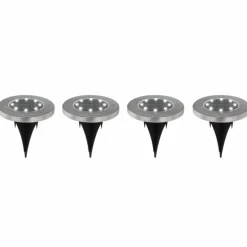 Lot de 4 lampes solaires Globo LED Acier inoxydable, 8 lumières