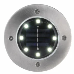 Lot de 4 lampes solaires Globo LED Acier inoxydable, 8 lumières