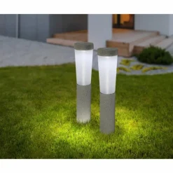 Lot de 2 lampes solaires Globo LED Gris, 1 lumière