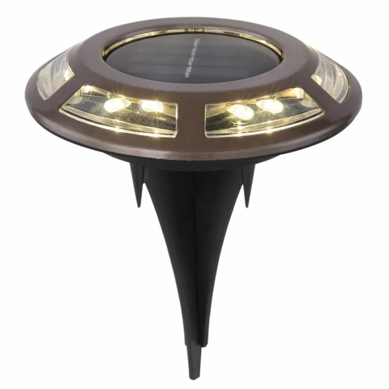 Lot de 2 lampes solaires Globo LED Cuivre, Noir, 12 lumières