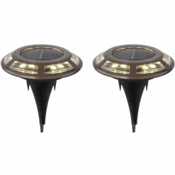 Lot de 2 lampes solaires Globo LED Cuivre, Noir, 12 lumières