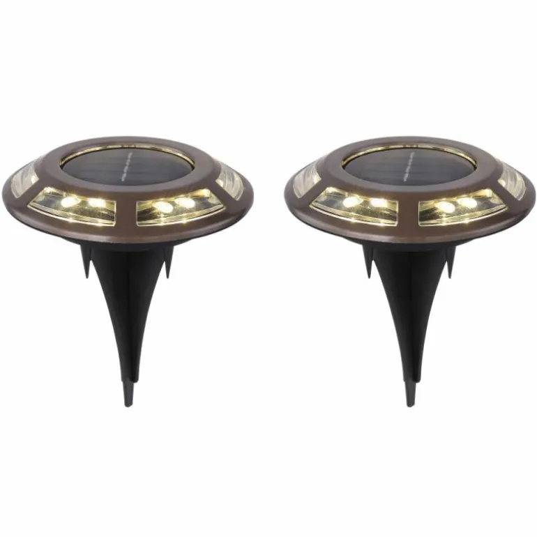 Lot de 2 lampes solaires Globo LED Cuivre, Noir, 12 lumières