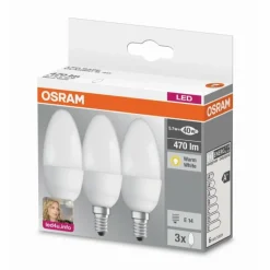 Lot de 3 Osram LED E14 5,7 Watt 2700 Kelvin 470 Lumen