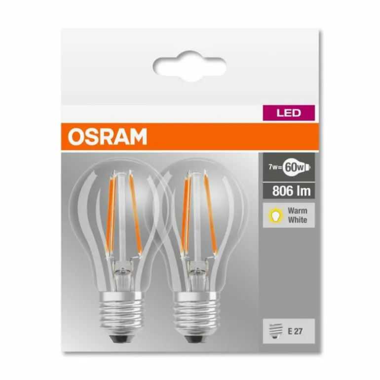 Lot de 2 Osram LED E27 6 Watt 2700 Kelvin 806 Lumen