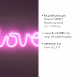 Luminaire déco Leuchten-Direkt NEON-LOVE LED Rose, 1 lumière