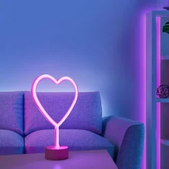 Luminaire déco Leuchten-Direkt NEON-HERZ LED Rose, 1 lumière