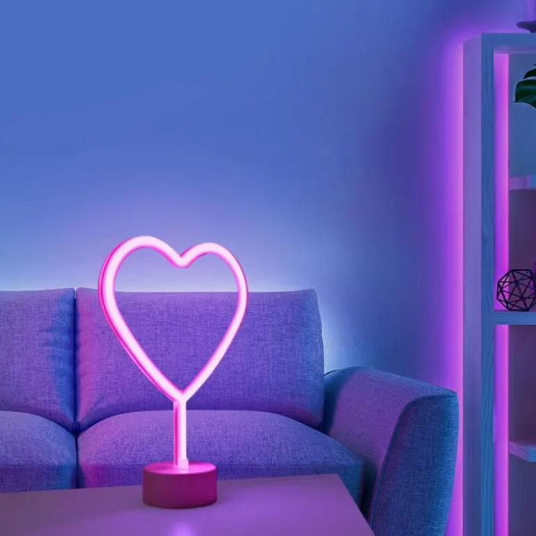 Luminaire déco Leuchten-Direkt NEON-HERZ LED Rose, 1 lumière