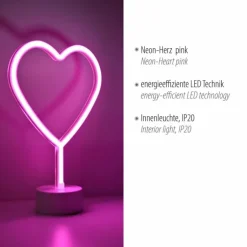 Luminaire déco Leuchten-Direkt NEON-HERZ LED Rose, 1 lumière